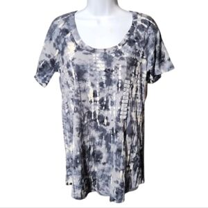 NWT Pink Lotus Gray Tie-Dye Short Sleeve Top